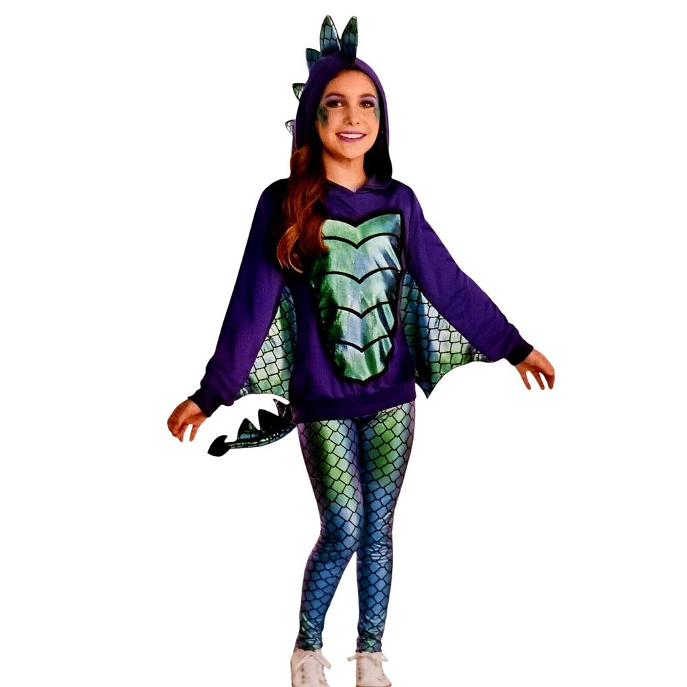 Mystical Dragon 3-Pc Costume CHILD Sz S 4-6 Turquoise IRRIDESCENTTail Halloween